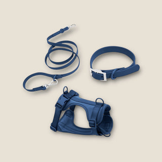 Luxury Harness + Lead Walking Set | Sand & Midnight