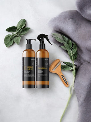 Sensitive Shampoo & Conditioner + Natural Bamboo Brush | 500ml Set